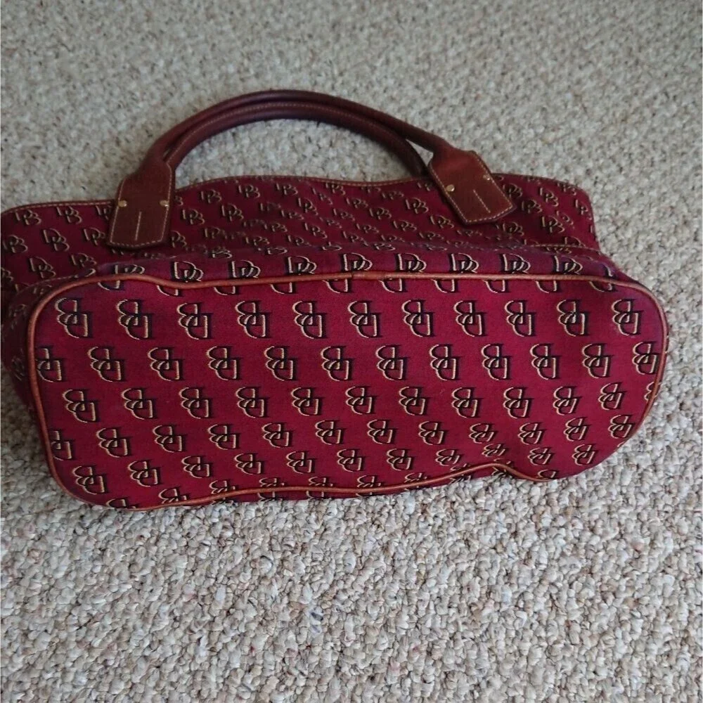 Burgundy Dooney & Bourke logo large tote